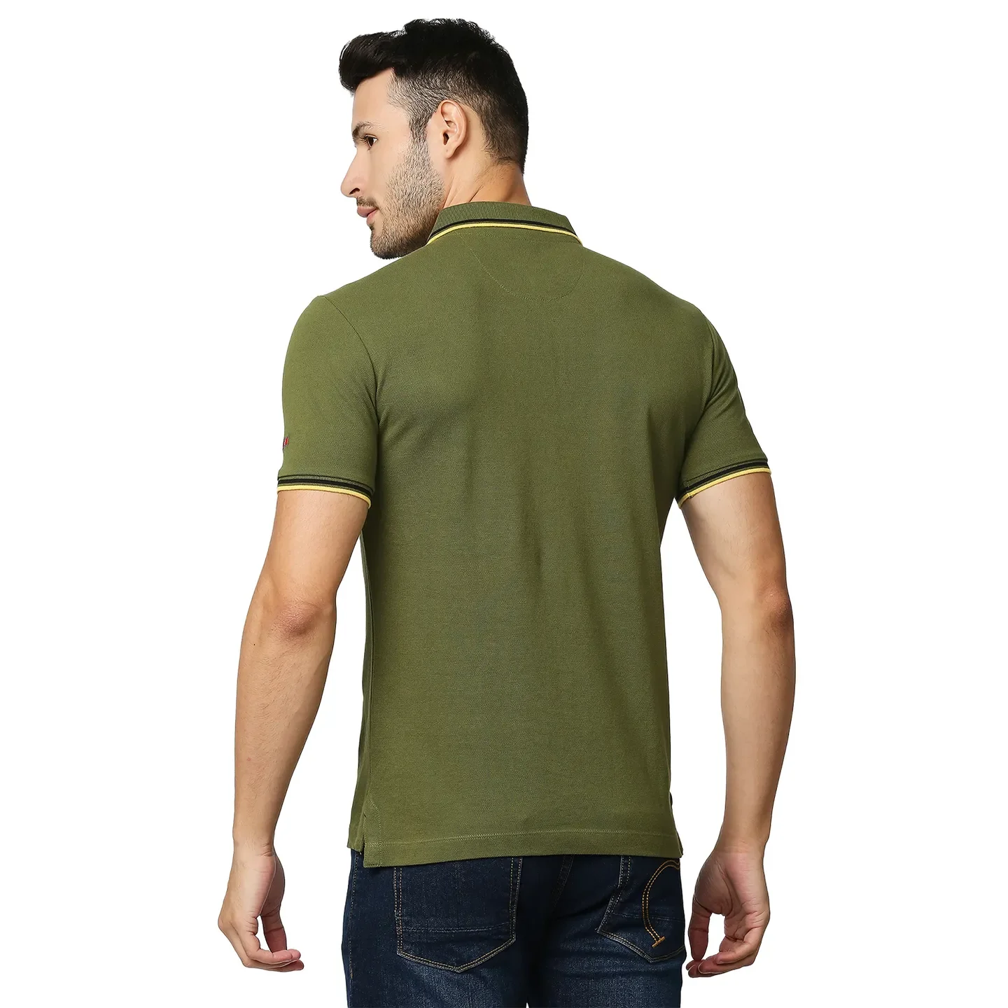 Green Regular Fit Men's Polo T-Shirt by Being Human Clothing - Image 4