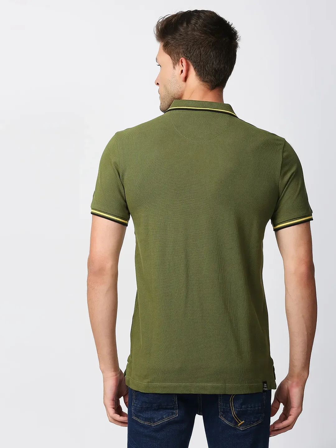 Green Regular Fit Men's Polo T-Shirt by Being Human Clothing - Image 4