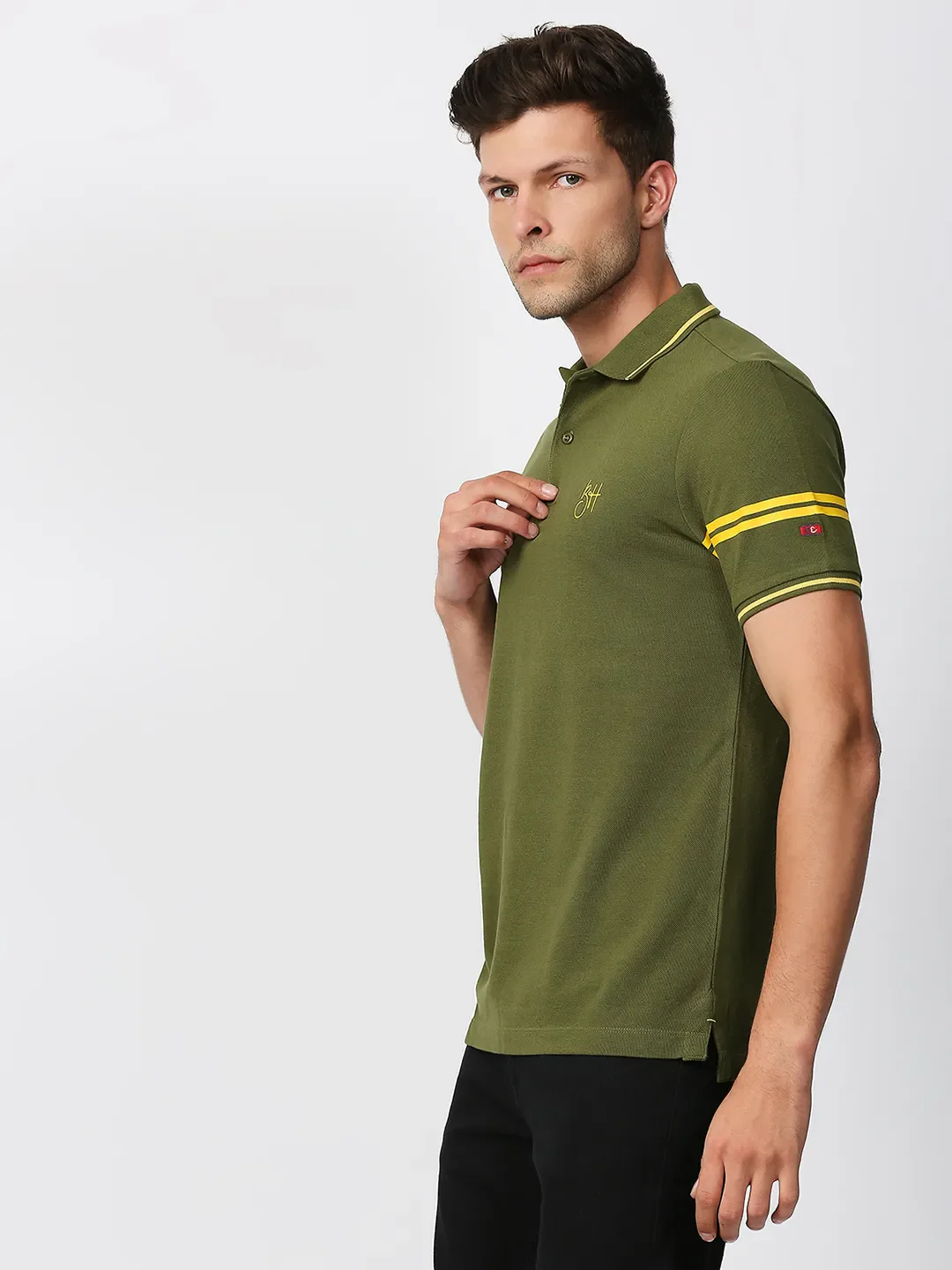 Green Regular Fit Men's Polo T-Shirt by Being Human Clothing - Image 2