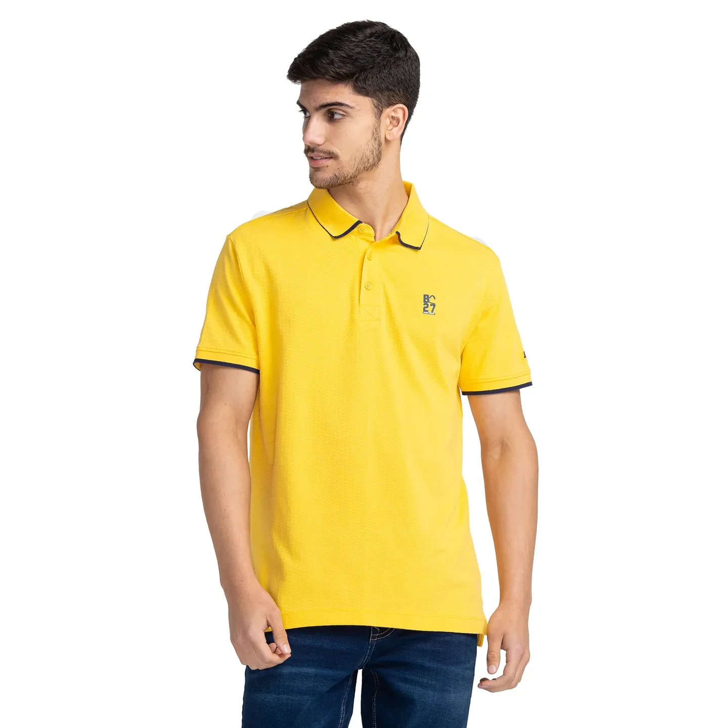 Yellow Regular Fit Men's Polo T-shirt by Being Human Clothing