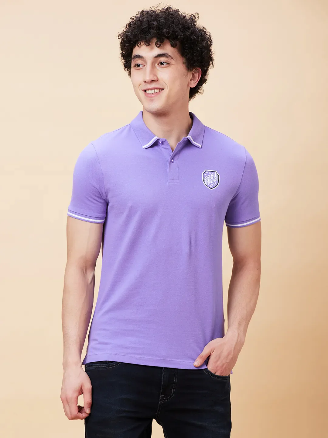 Purple Regular Fit Men's Polo T-Shirt by Being Human Clothing