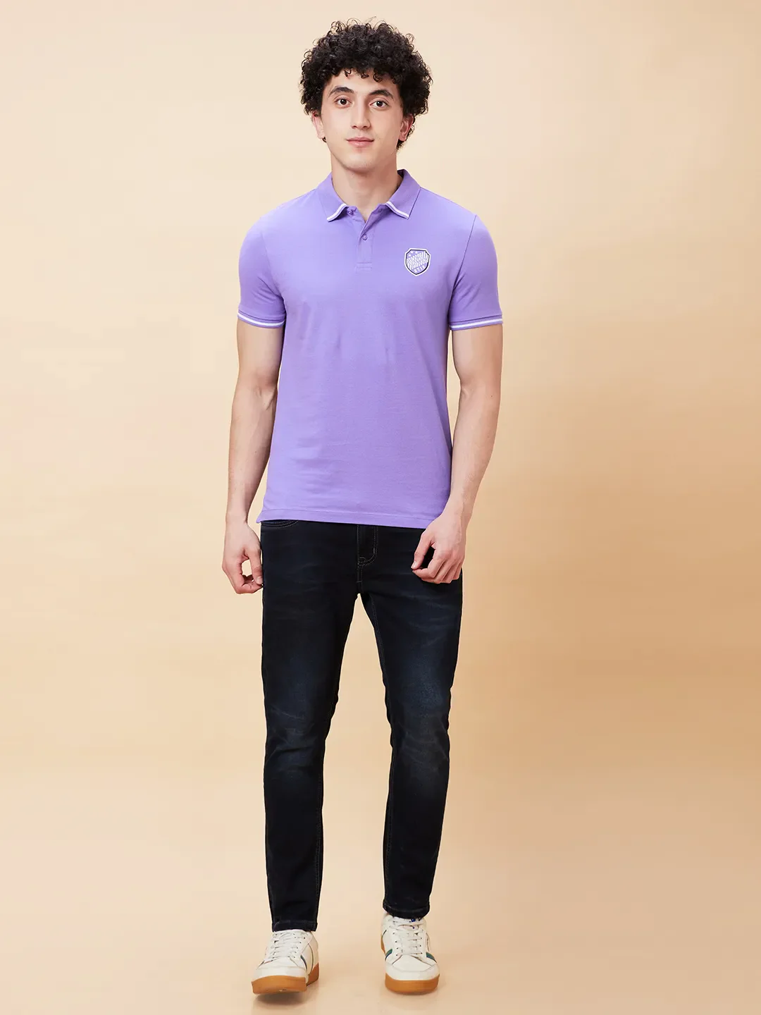 Purple Regular Fit Men's Polo T-Shirt by Being Human Clothing - Image 2