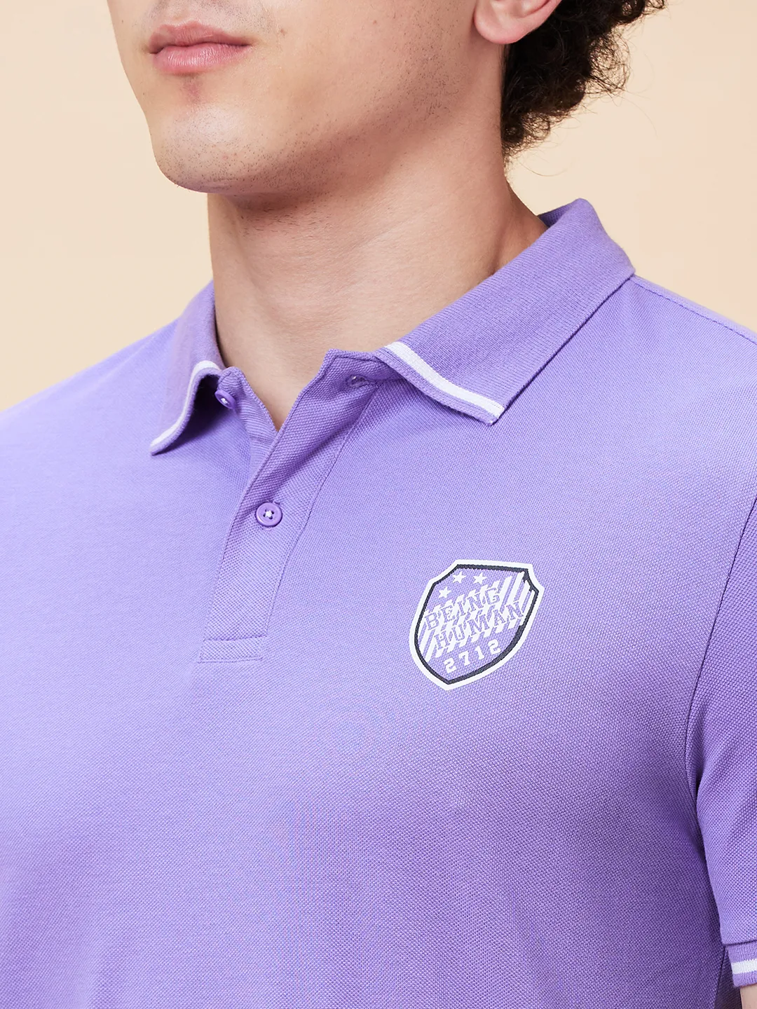 Purple Regular Fit Men's Polo T-Shirt by Being Human Clothing - Image 5
