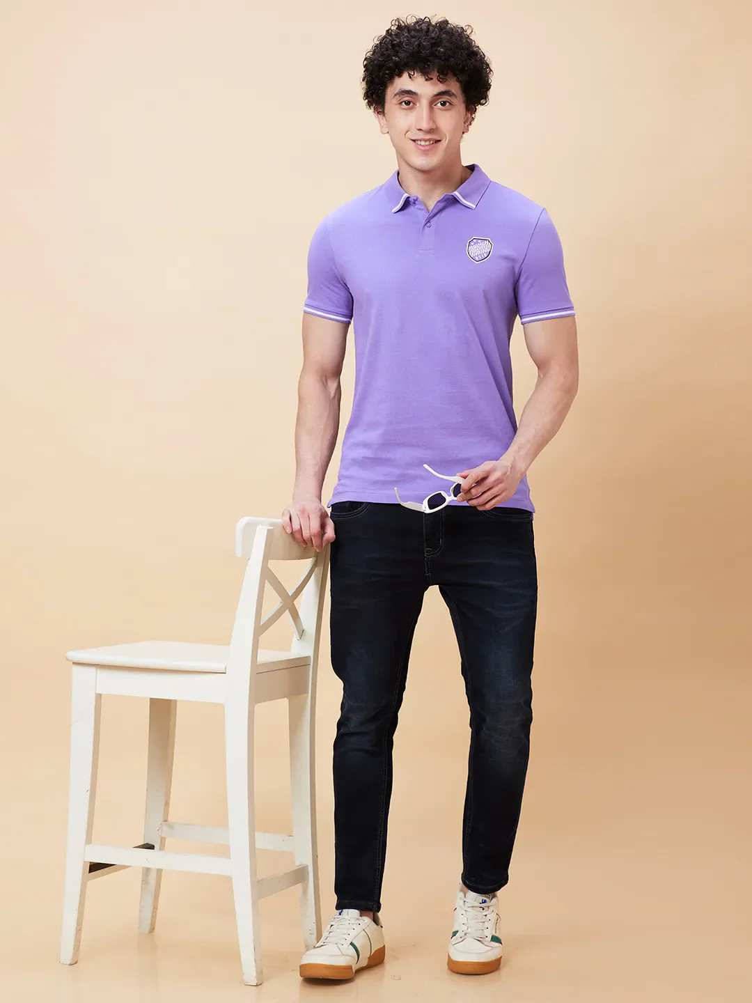 Purple Regular Fit Men's Polo T-Shirt by Being Human Clothing - Image 6