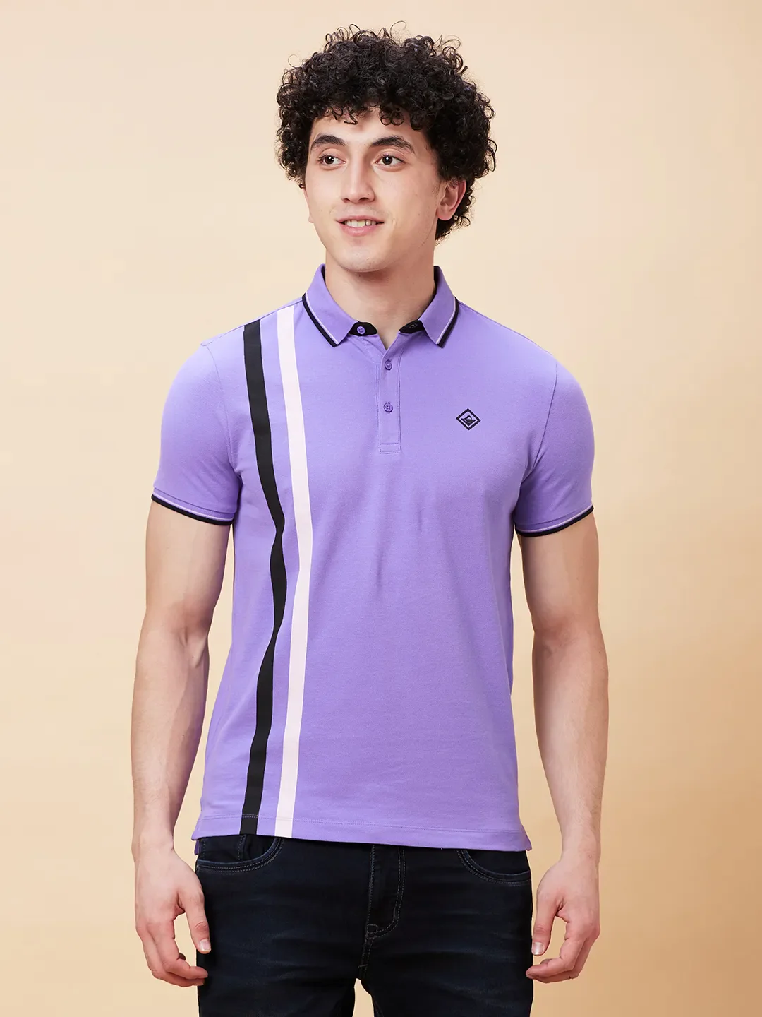 Purple Regular Fit Men's Polo T-Shirt by Being Human Clothing