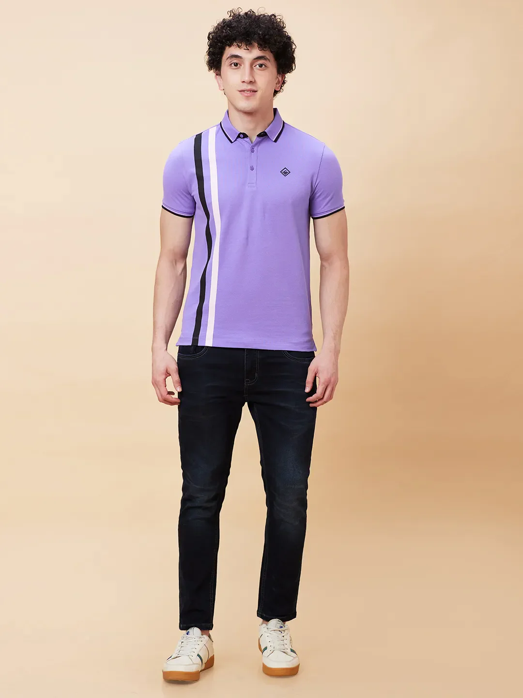 Purple Regular Fit Men's Polo T-Shirt by Being Human Clothing - Image 2