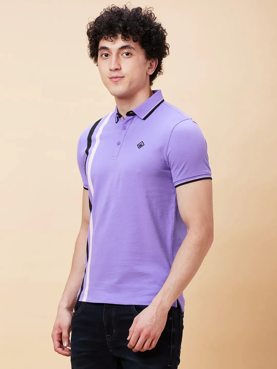 Purple Regular Fit Men's Polo T-Shirt by Being Human Clothing - Image 3