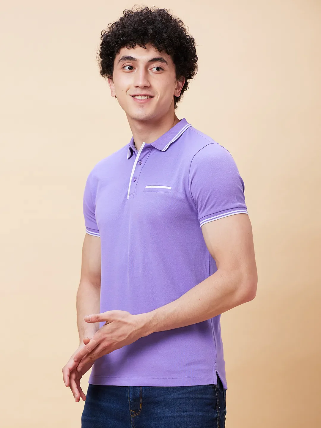 Dahalia Purple Regular Fit Men's Polo T-Shirt by Being Human Clothing - Image 3
