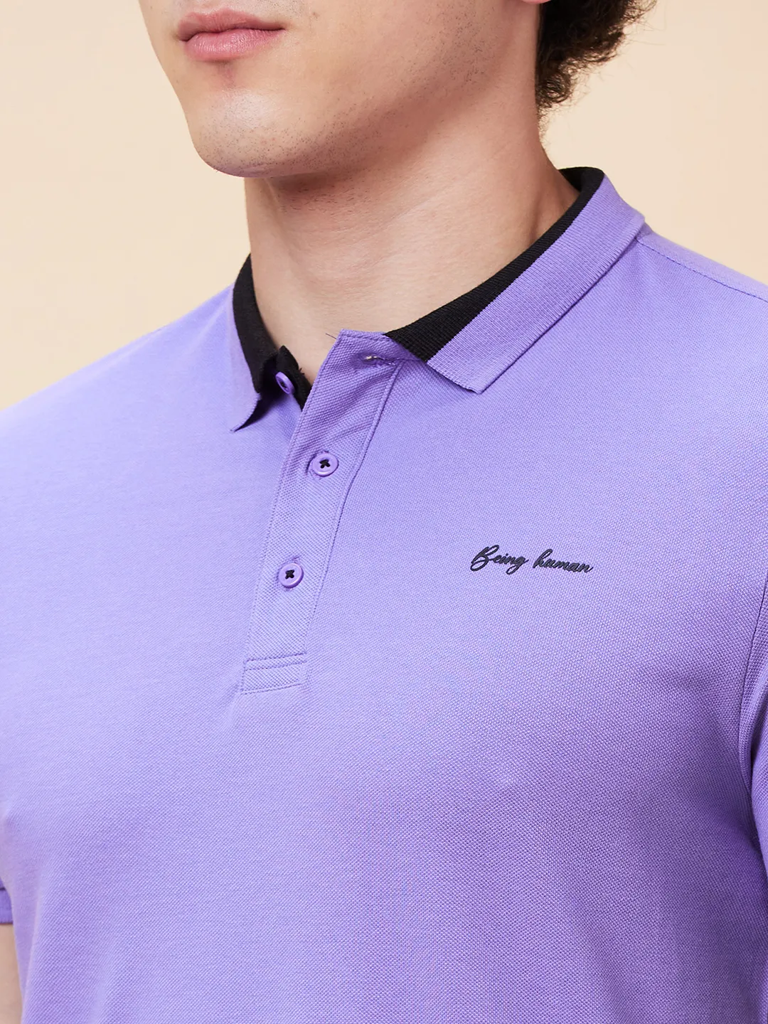 Purple Regular Fit Men's Polo T-Shirt by Being Human Clothing - Image 5
