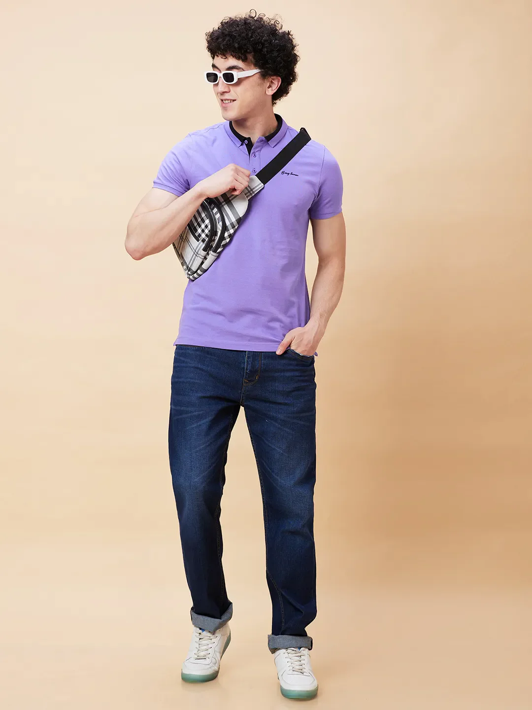 Purple Regular Fit Men's Polo T-Shirt by Being Human Clothing - Image 6
