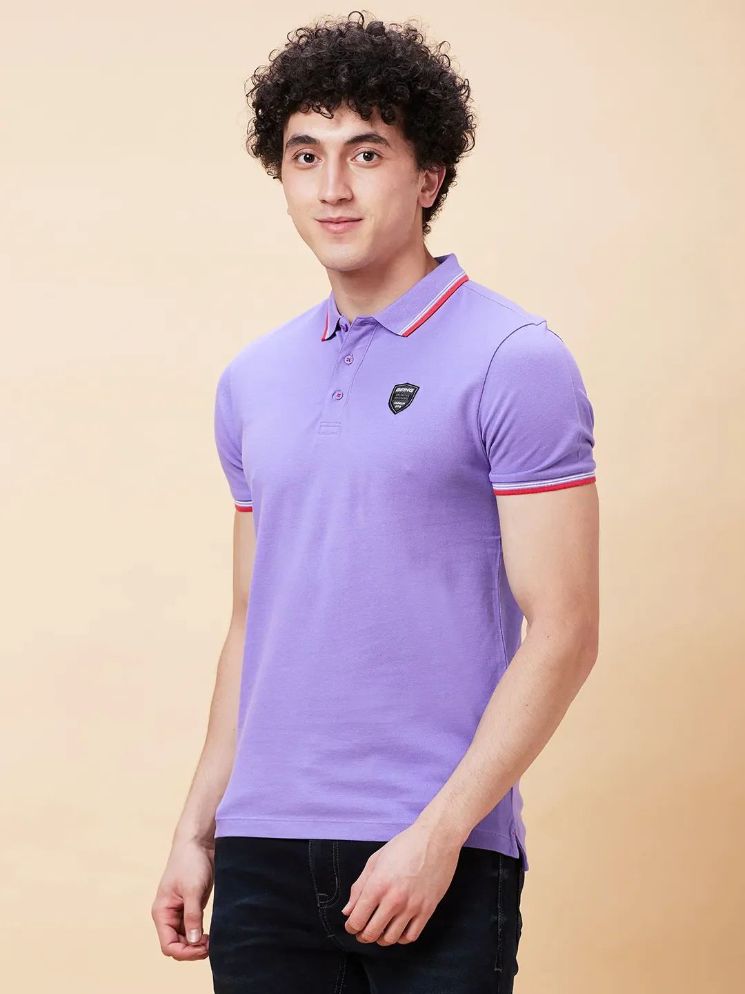 Purple Regular Fit Men's Polo T-Shirt by Being Human Clothing - Image 3