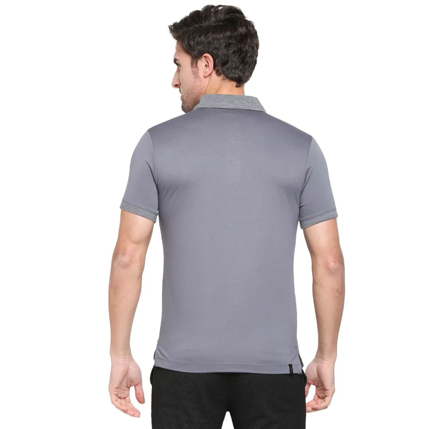 Grey Regular Fit Men's Polo T-shirt by Being Human Clothing - Image 4