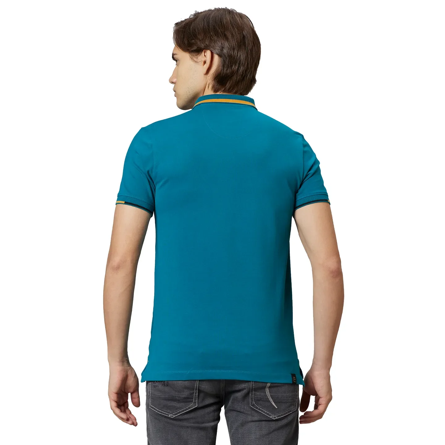 Teal Regular Fit Men's Polo T-shirt by Being Human Clothing - Image 2