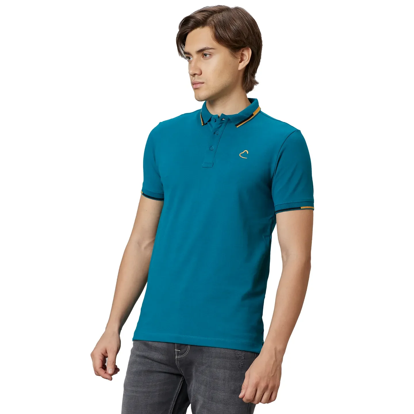 Teal Regular Fit Men's Polo T-shirt by Being Human Clothing - Image 3