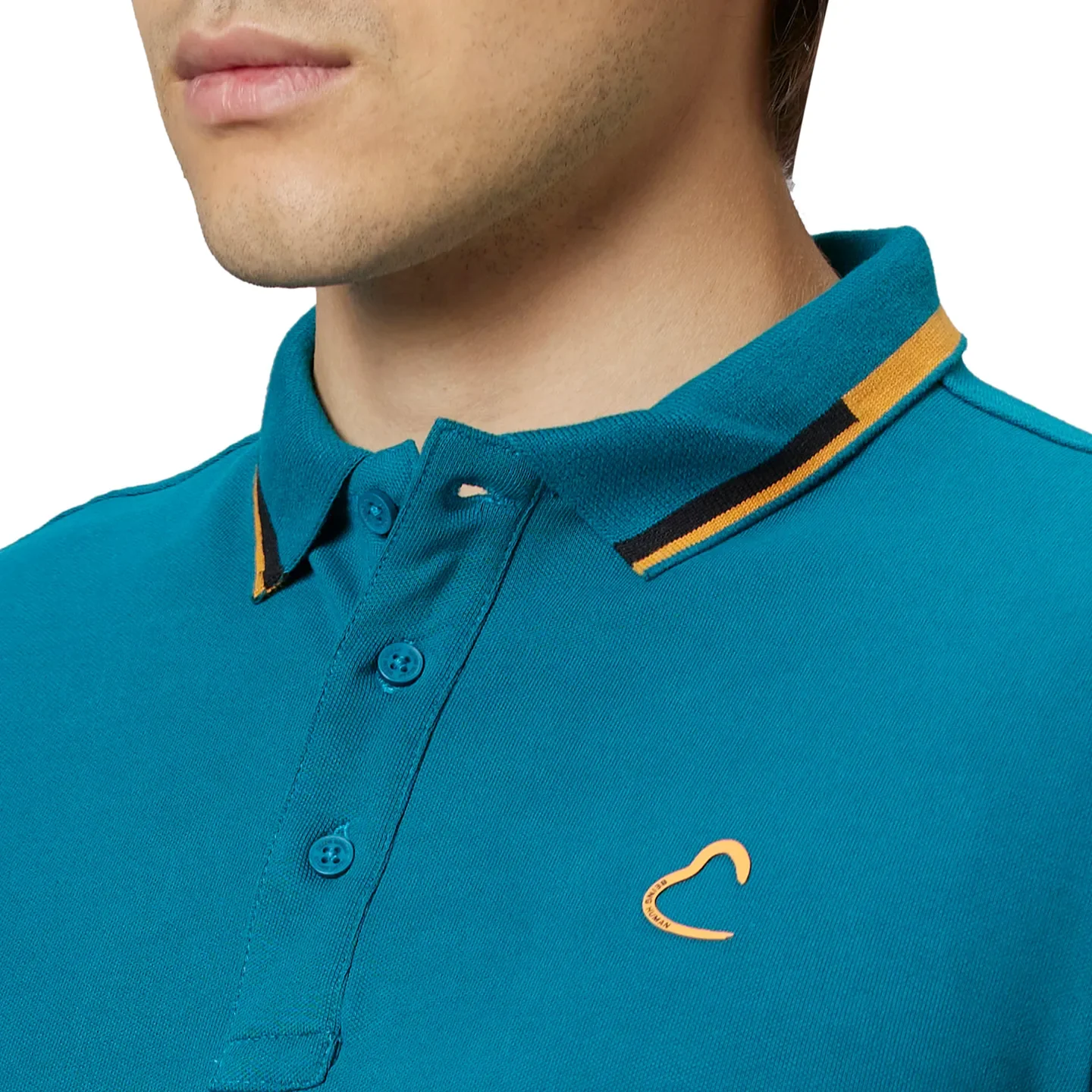 Teal Regular Fit Men's Polo T-shirt by Being Human Clothing - Image 4