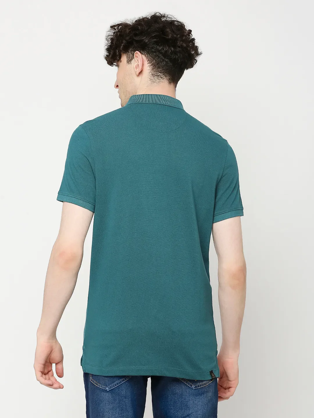 Green Regular Fit Men's Polo T-Shirt by Being Human Clothing - Image 4
