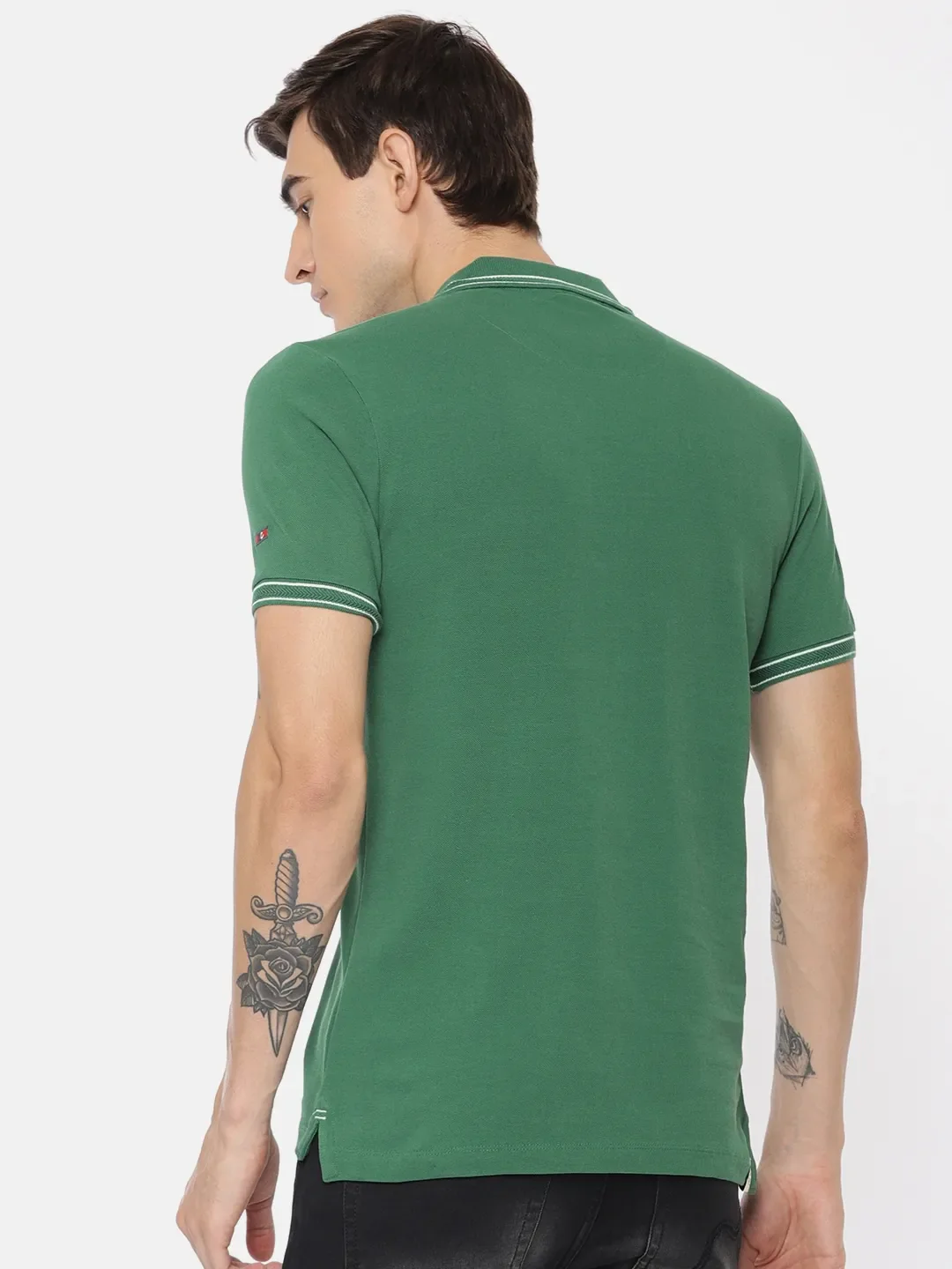 Deep Green Regular Fit Men's Polo T-Shirt by Being Human Clothing - Image 3