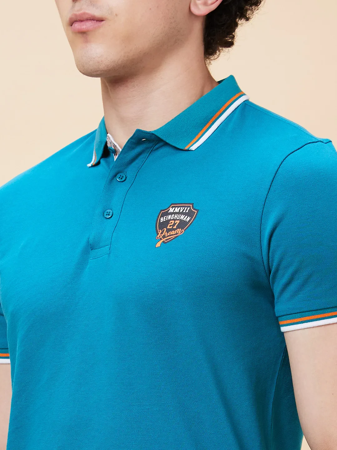 Deep Lake Regular Fit Men's Polo T-Shirt by Being Human Clothing - Image 5