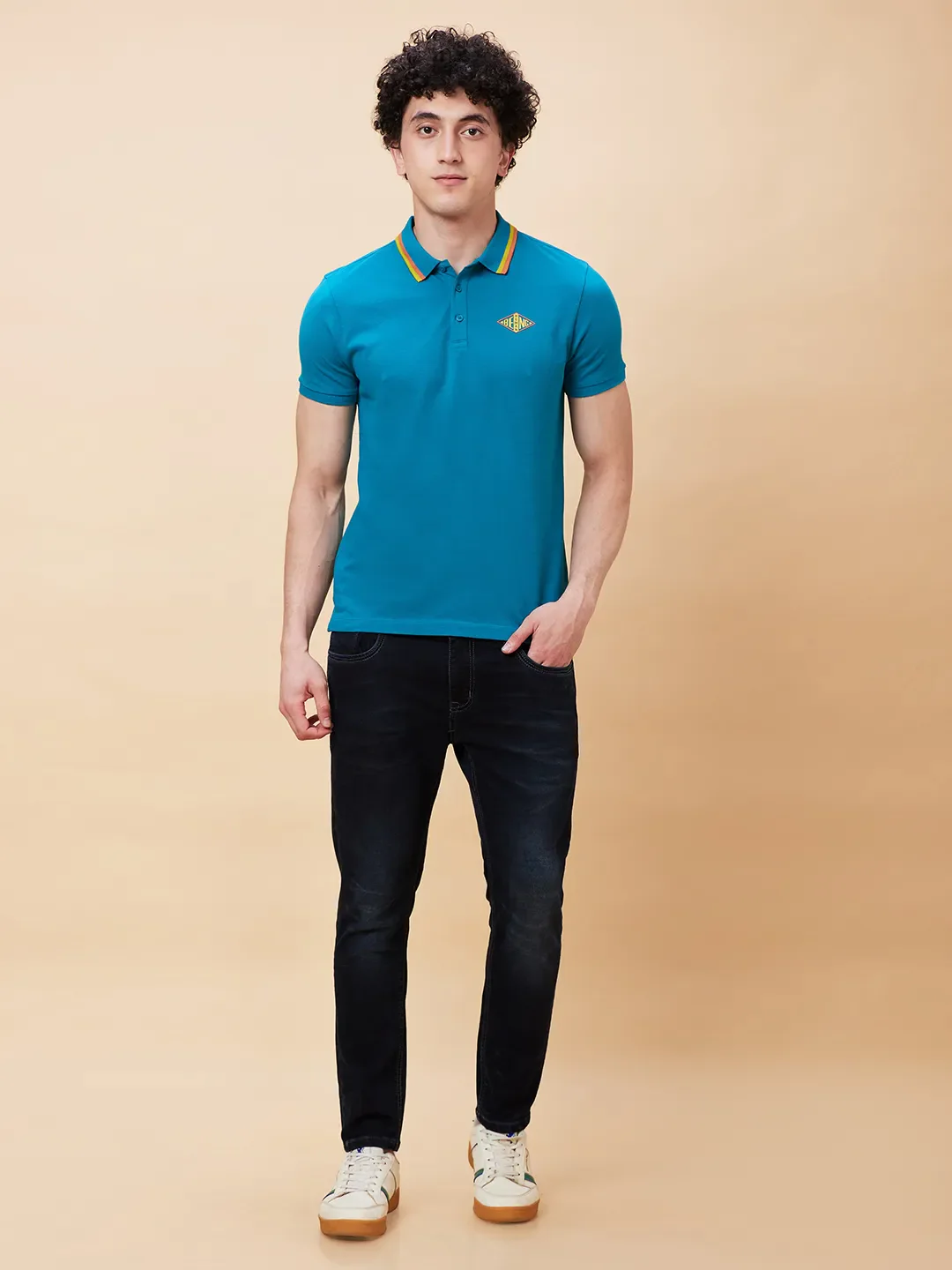 Blue Regular Fit Men's Polo T-Shirt by Being Human Clothing - Image 2