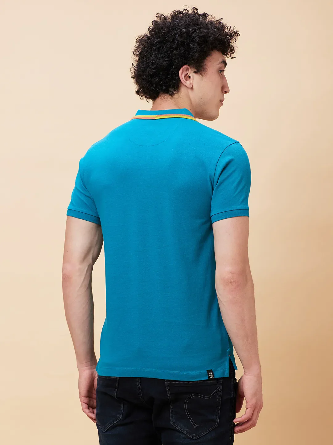 Blue Regular Fit Men's Polo T-Shirt by Being Human Clothing - Image 4