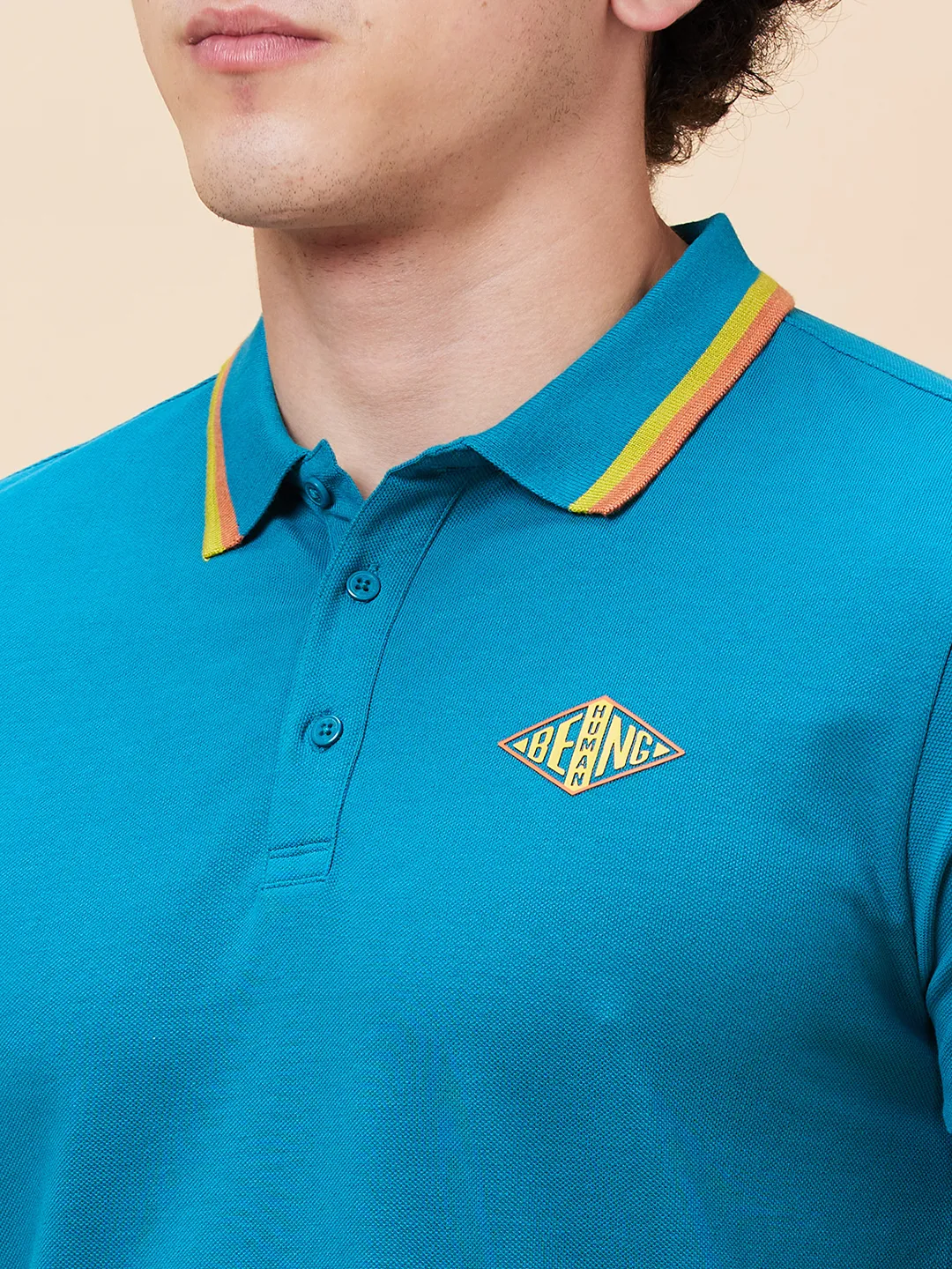 Blue Regular Fit Men's Polo T-Shirt by Being Human Clothing - Image 5