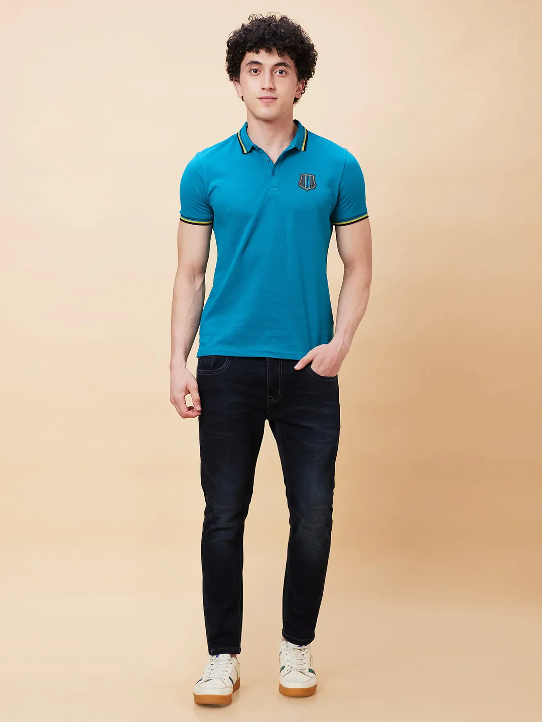 Deep Lake Regular Fit Men's Polo T-Shirt by Being Human Clothing - Image 2