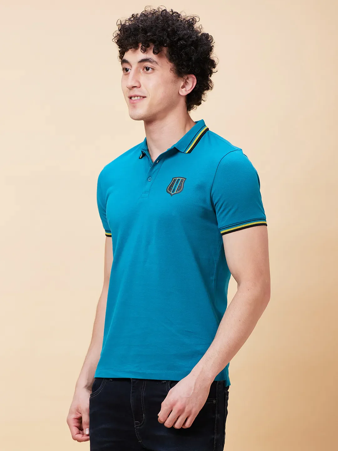 Deep Lake Regular Fit Men's Polo T-Shirt by Being Human Clothing - Image 3