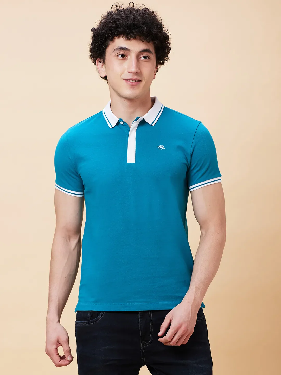 Deep Lake Regular Fit Men's Polo T-Shirt by Being Human Clothing