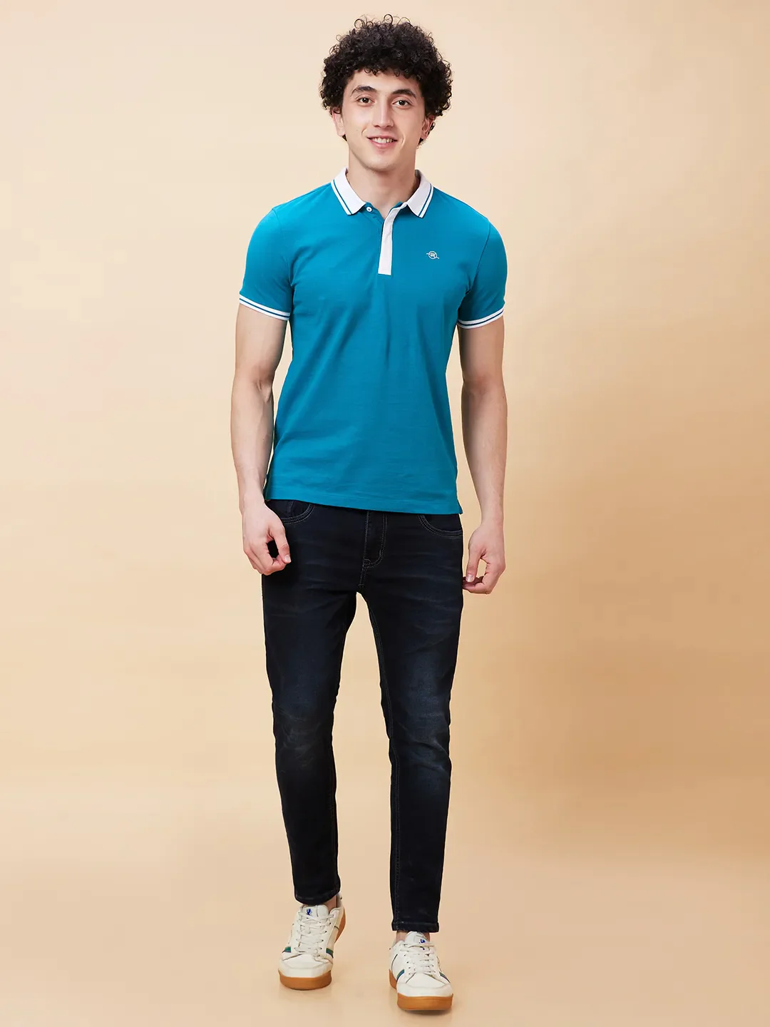 Deep Lake Regular Fit Men's Polo T-Shirt by Being Human Clothing - Image 2