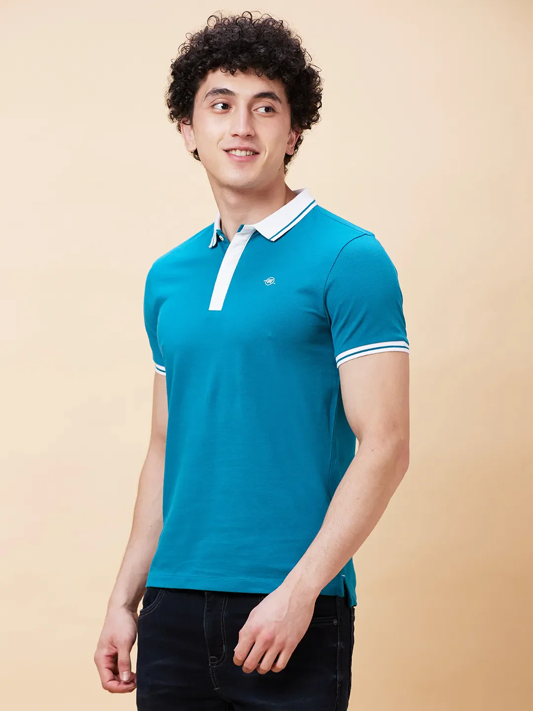 Deep Lake Regular Fit Men's Polo T-Shirt by Being Human Clothing - Image 3