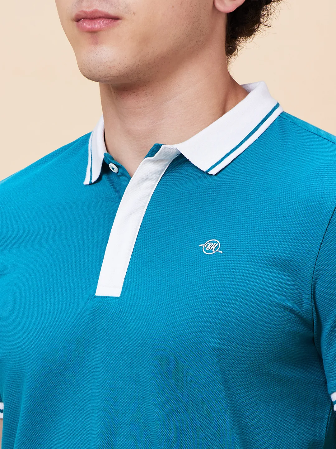 Deep Lake Regular Fit Men's Polo T-Shirt by Being Human Clothing - Image 5