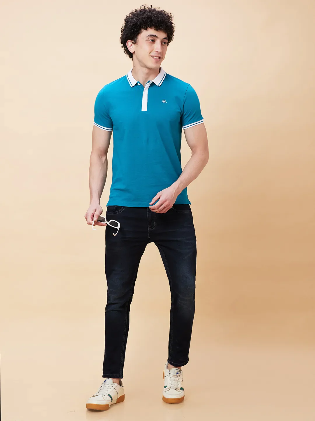 Deep Lake Regular Fit Men's Polo T-Shirt by Being Human Clothing - Image 6