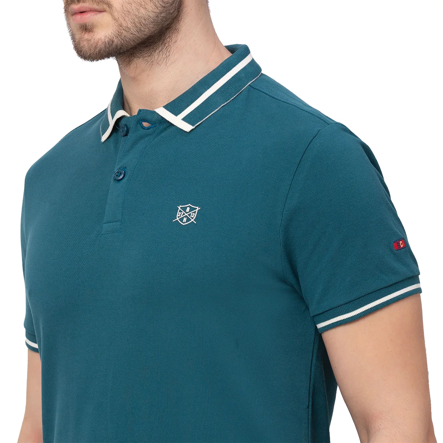 Green Regular Fit Men's Polo T-Shirt by Being Human Clothing - Image 3