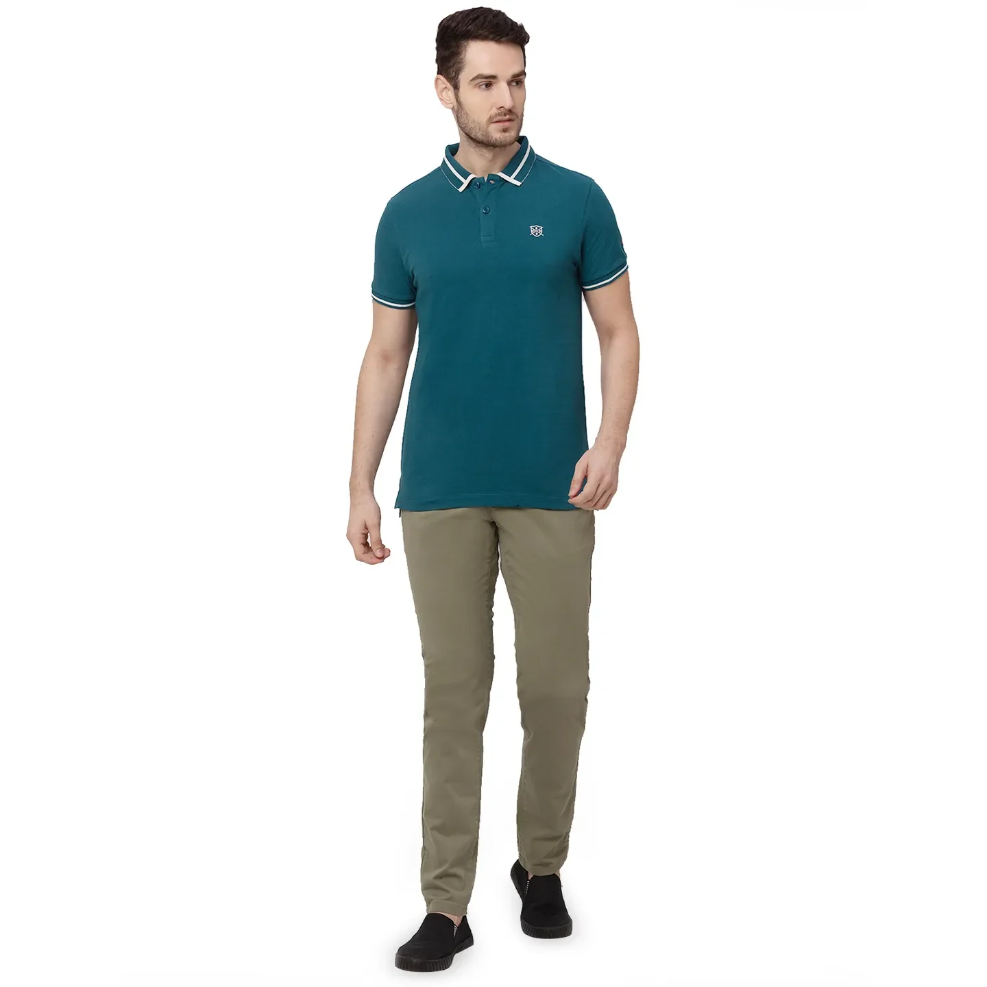 Green Regular Fit Men's Polo T-Shirt by Being Human Clothing - Image 5