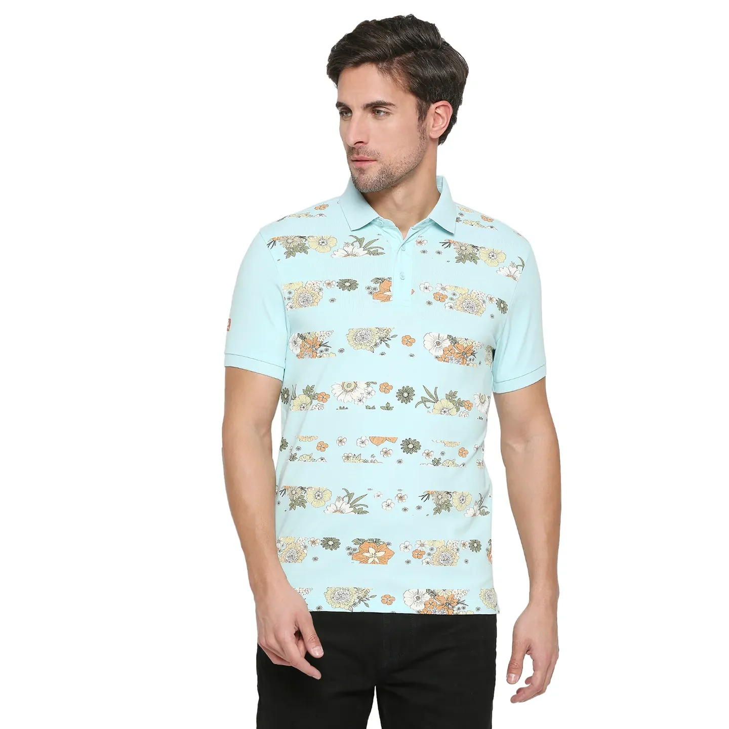Teal Regular Fit Men's Polo T-shirt by Being Human Clothing