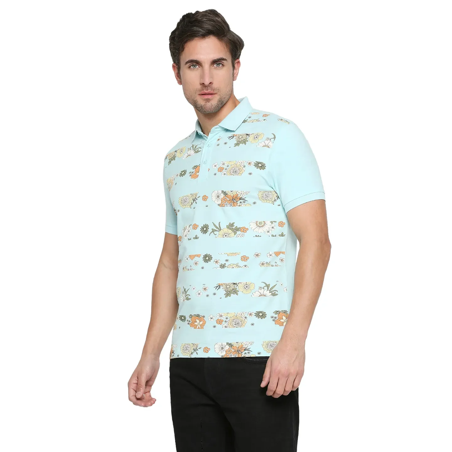 Teal Regular Fit Men's Polo T-shirt by Being Human Clothing - Image 10