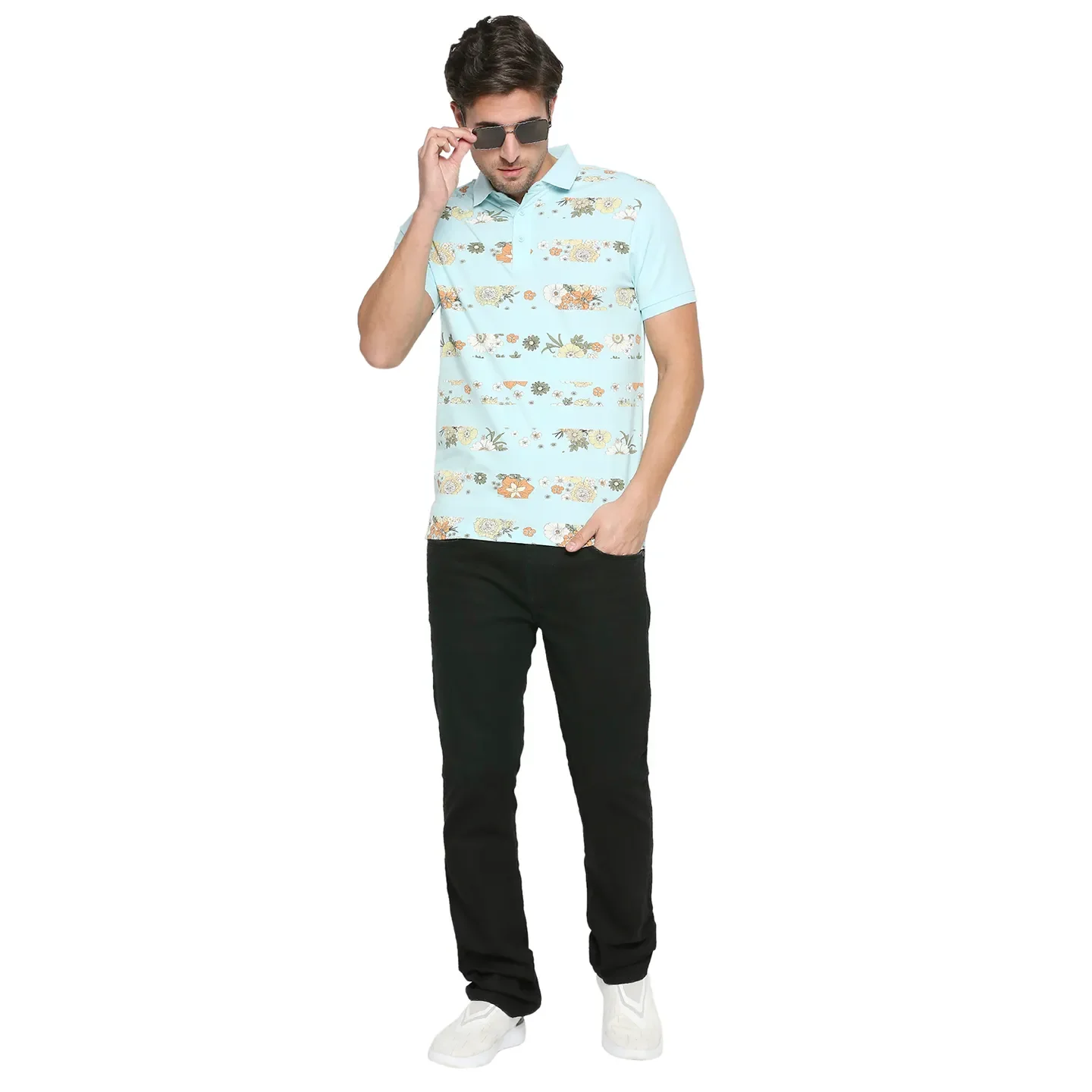 Teal Regular Fit Men's Polo T-shirt by Being Human Clothing - Image 6