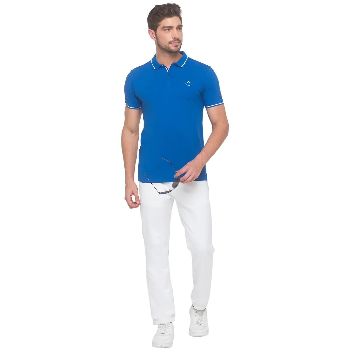 Dark Blue Regular Fit Mens' Polo T-shirt by Being Human Clothing - Image 3