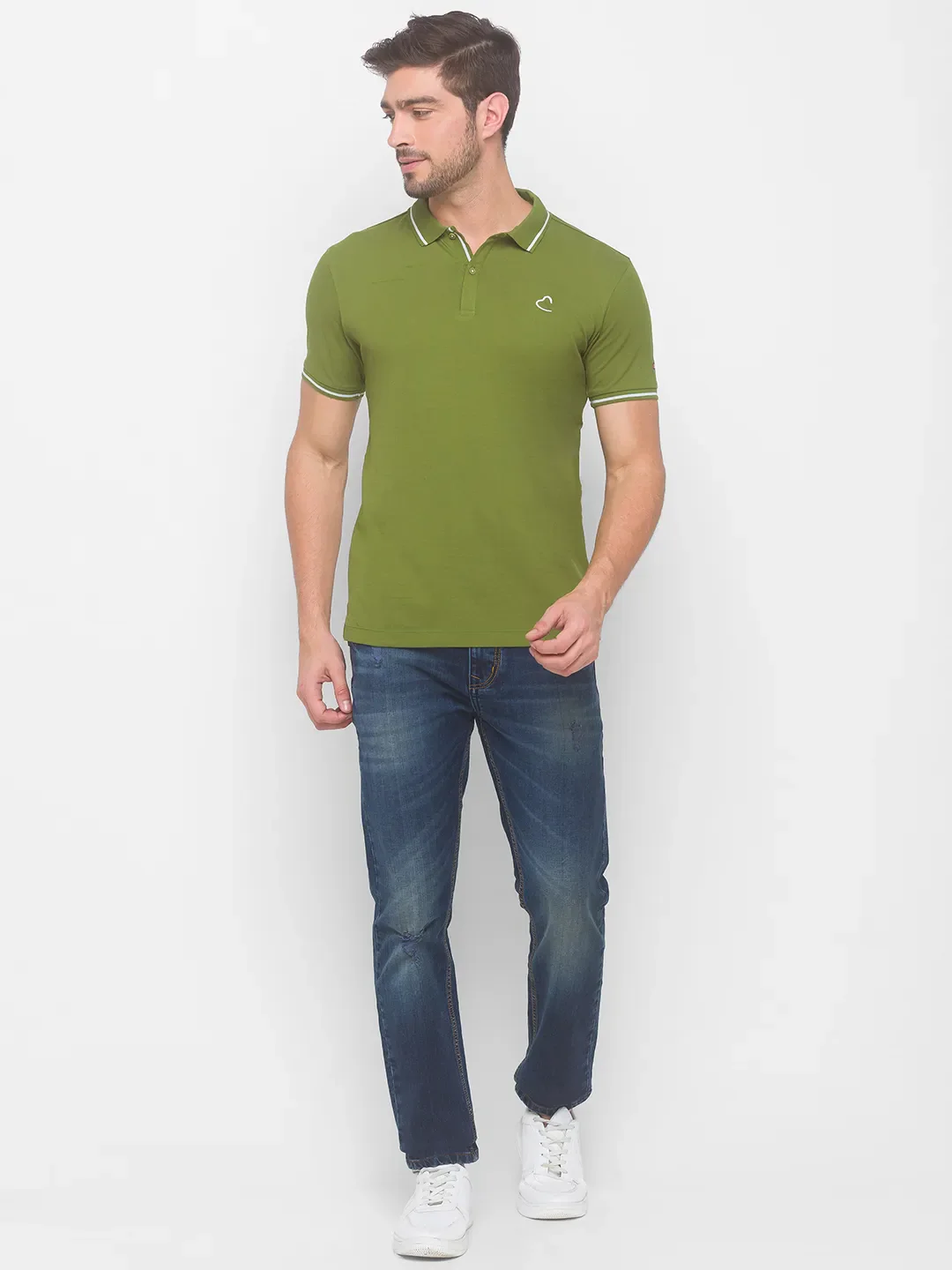 Dark Green Regular Fit Men's Polo T-shirt by Being Human Clothing - Image 5