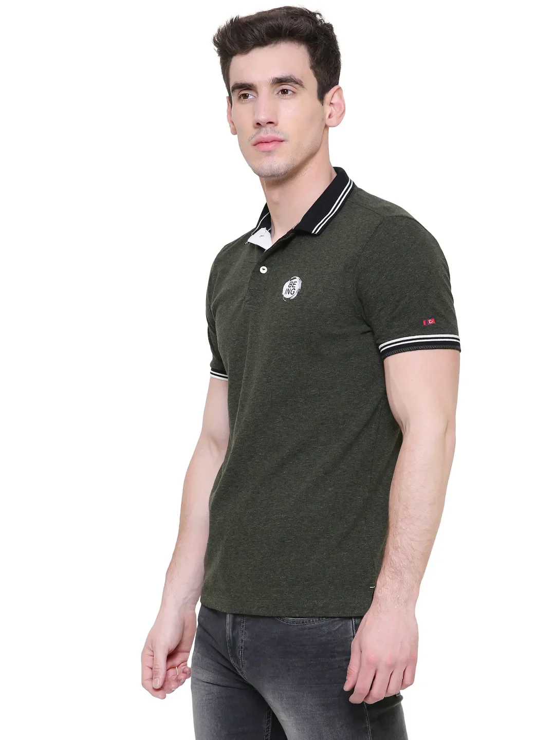 Green Regular Fit Men's Polo T-Shirt by Being Human Clothing - Image 2