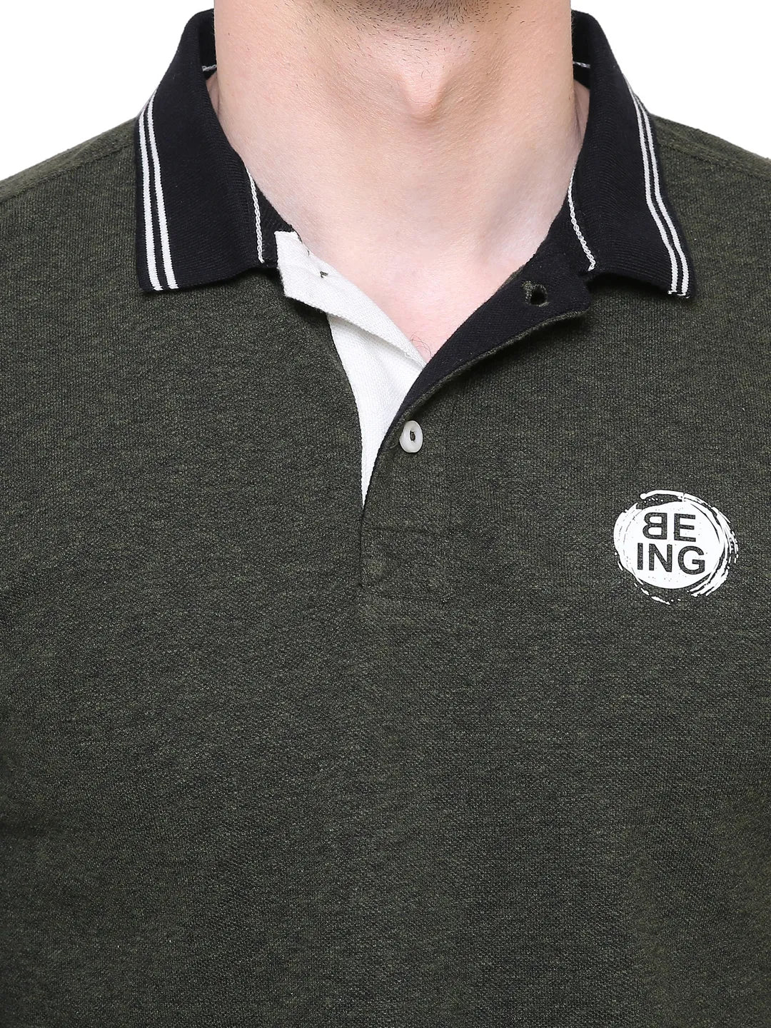 Green Regular Fit Men's Polo T-Shirt by Being Human Clothing - Image 4