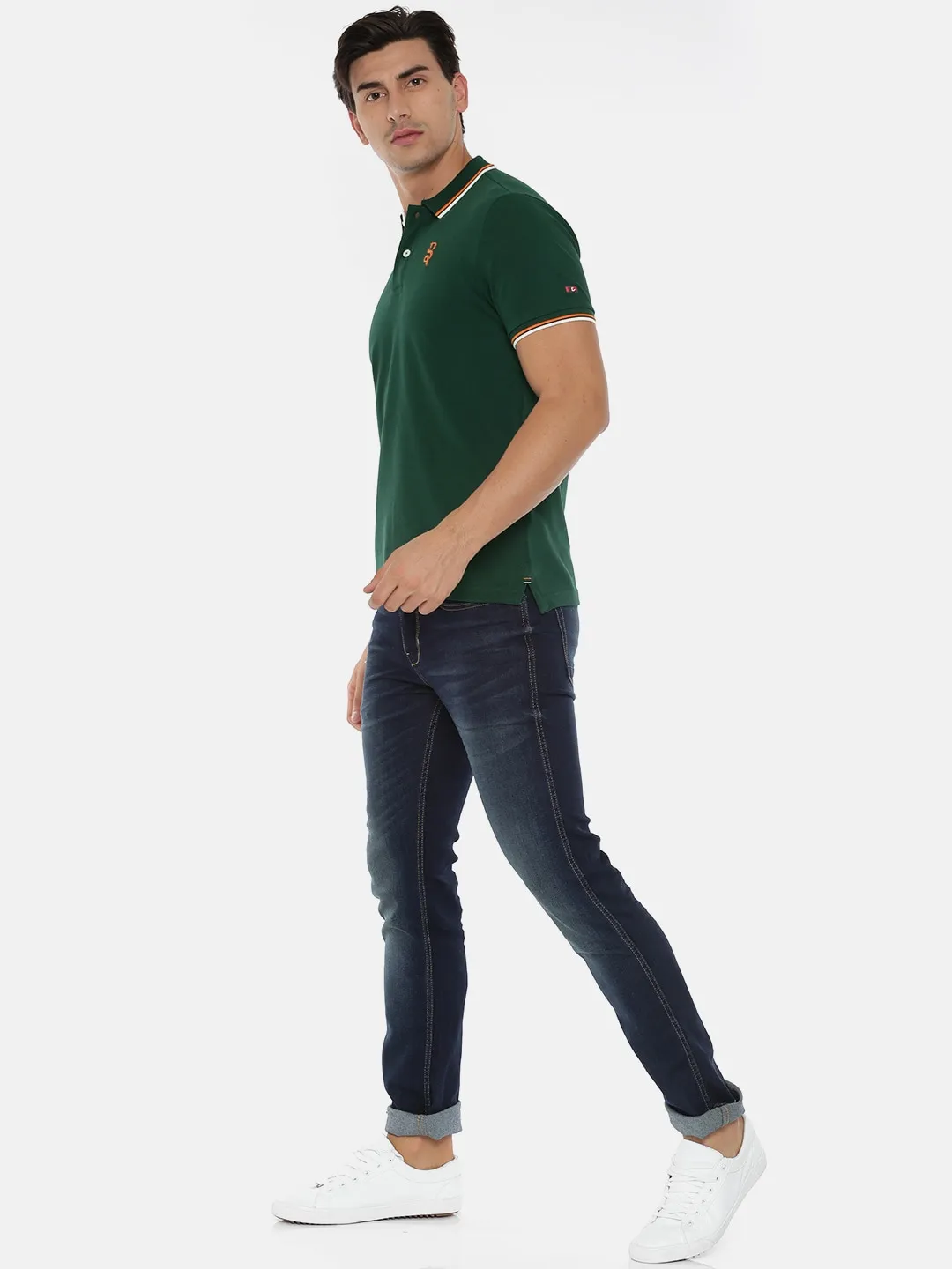 Green Regular Fit Men's Polo T-Shirt by Being Human Clothing - Image 5