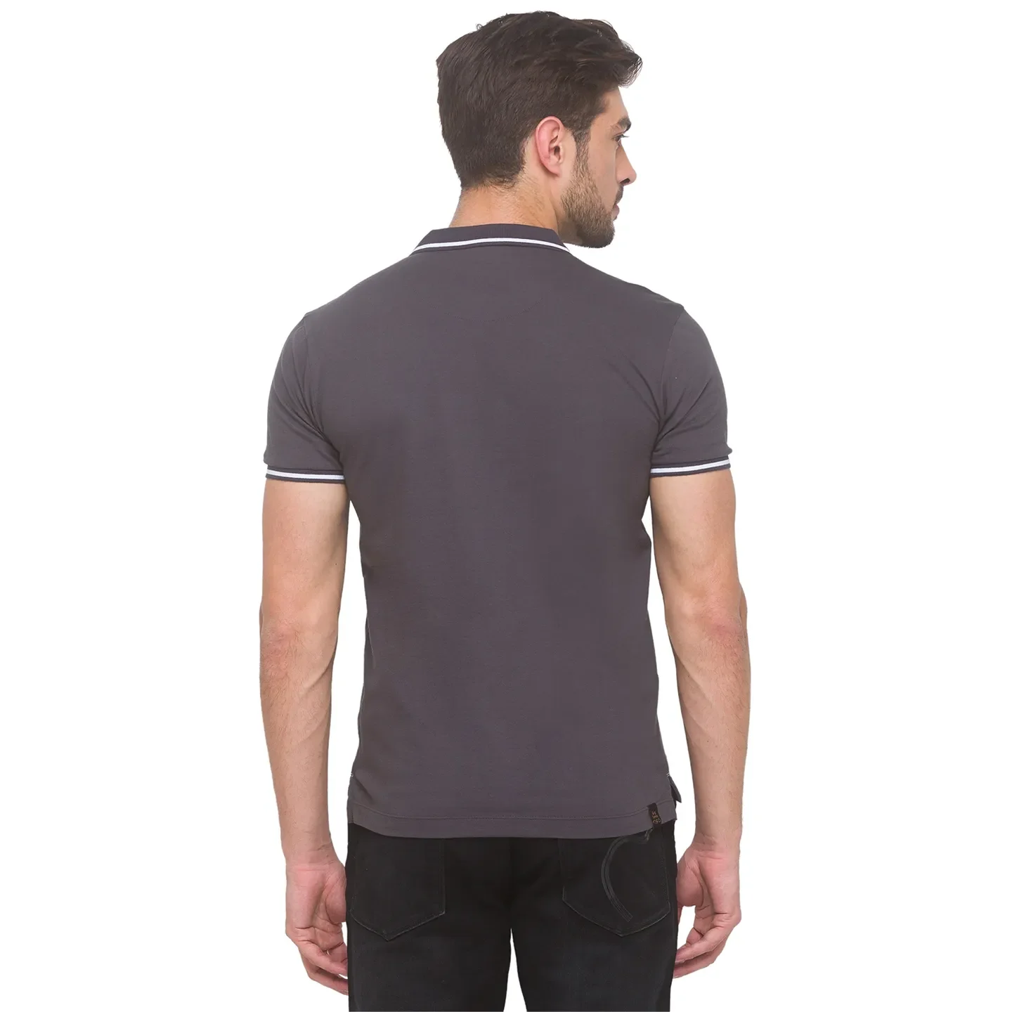 Regular Fit Dark Grey Polo T-shirt -Being Human clothing - Image 3