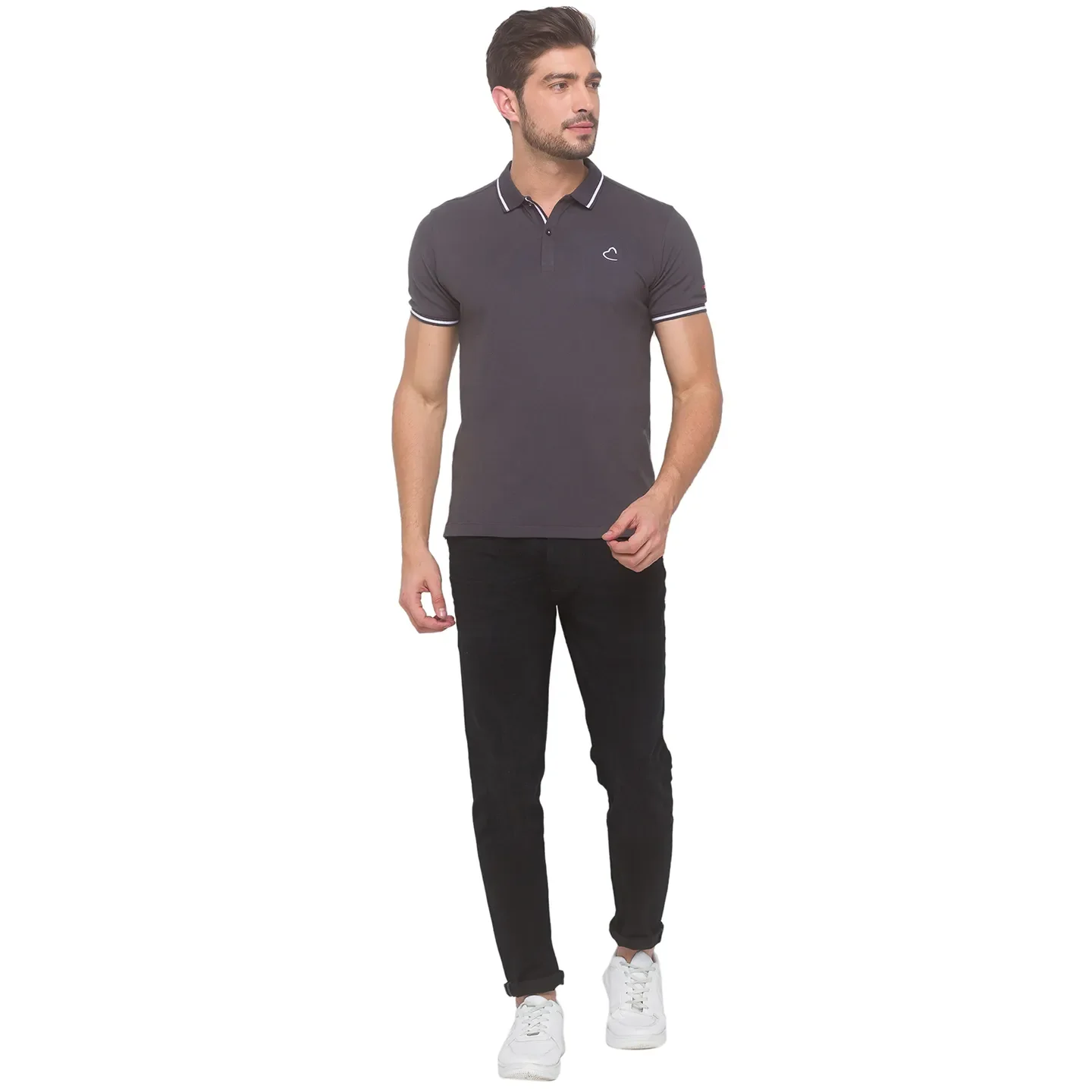 Regular Fit Dark Grey Polo T-shirt -Being Human clothing - Image 5