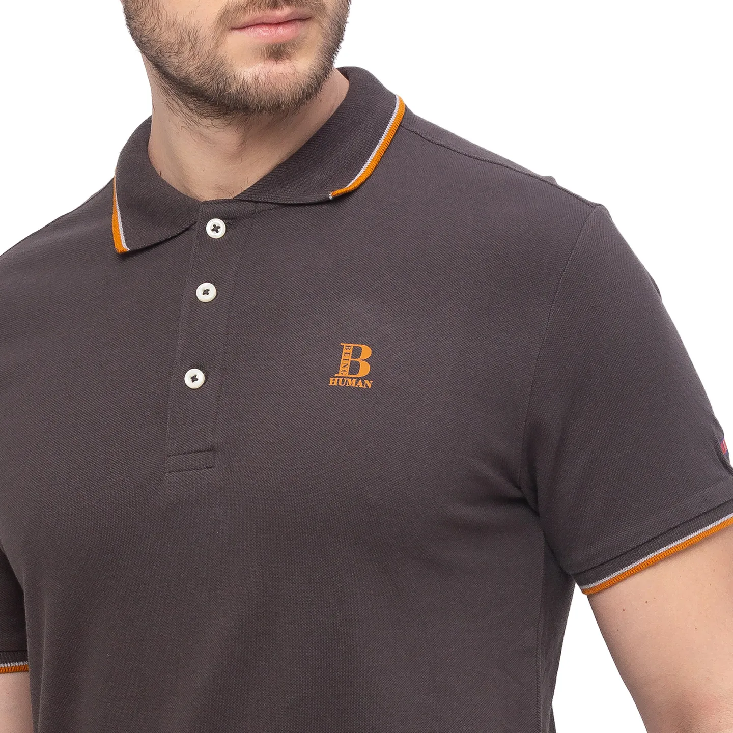 Grey Regular Fit Men's Polo T-Shirt by Being Human Clothing - Image 3