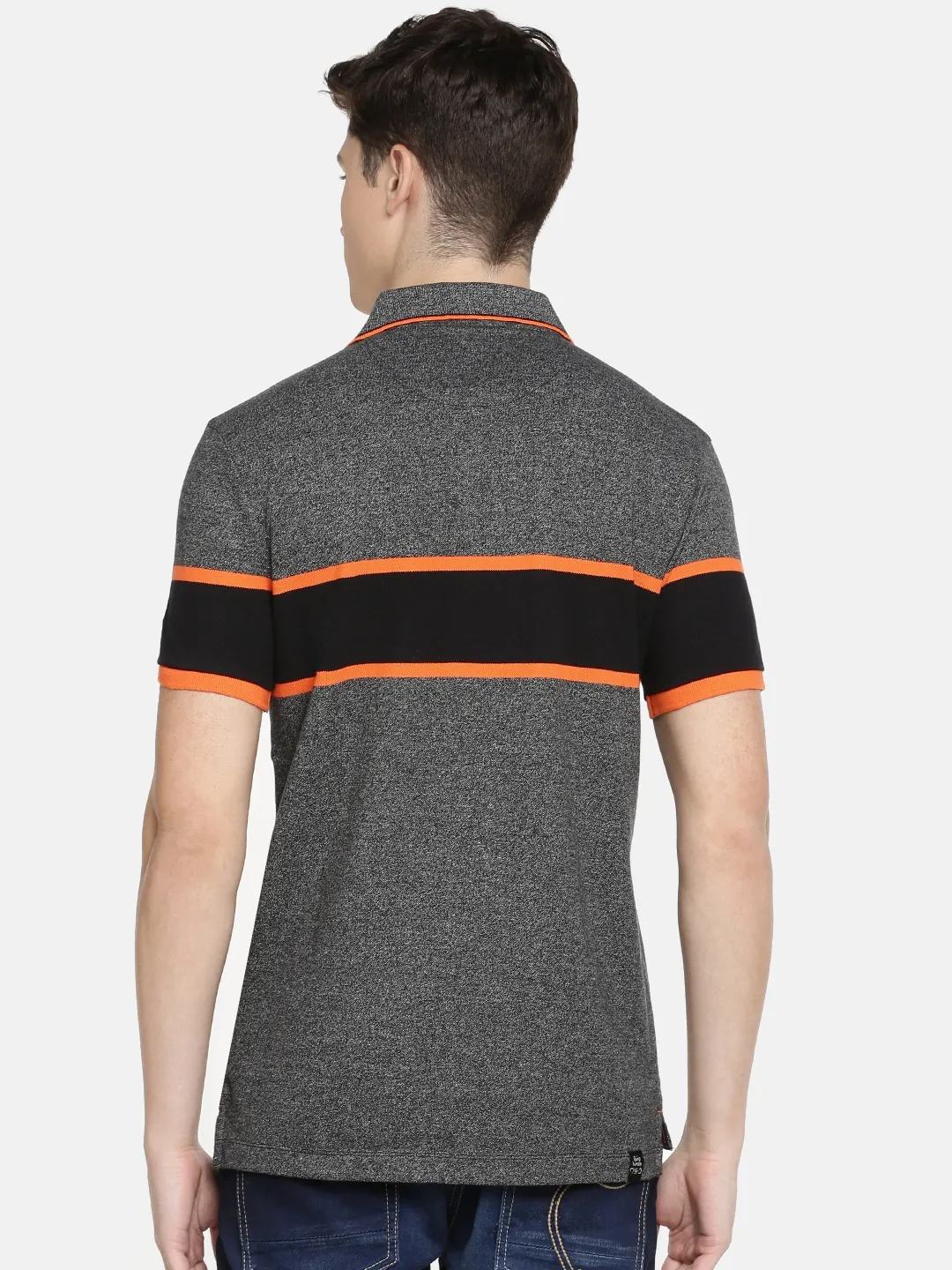 Grey Regular Fit Men's Polo T-Shirt by Being Human Clothing - Image 3