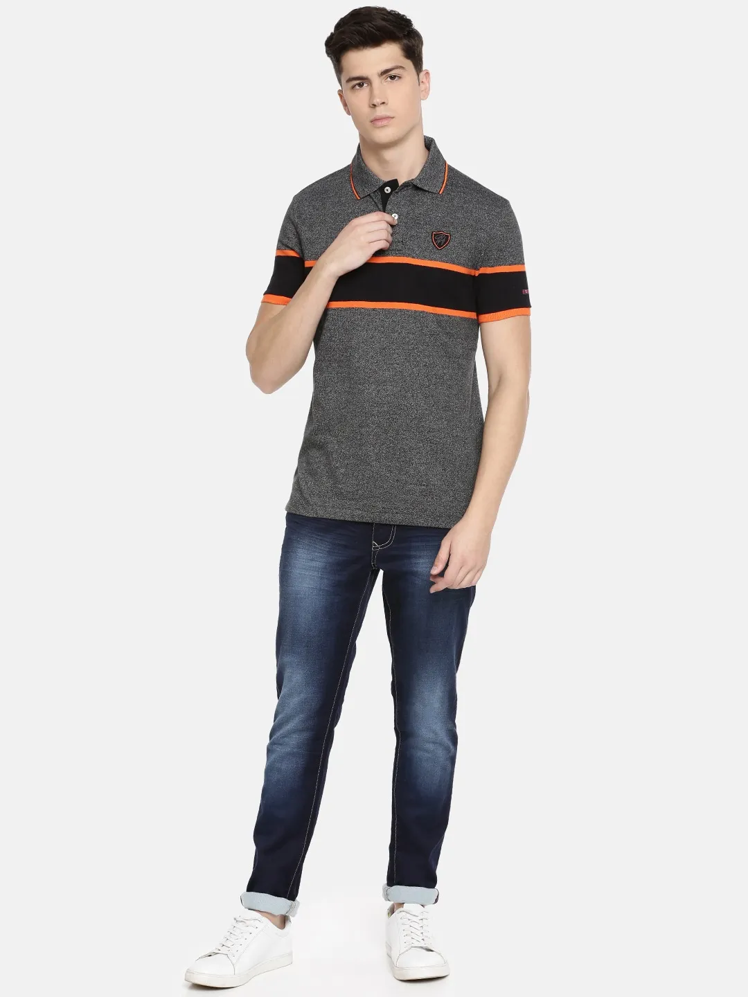 Grey Regular Fit Men's Polo T-Shirt by Being Human Clothing - Image 4