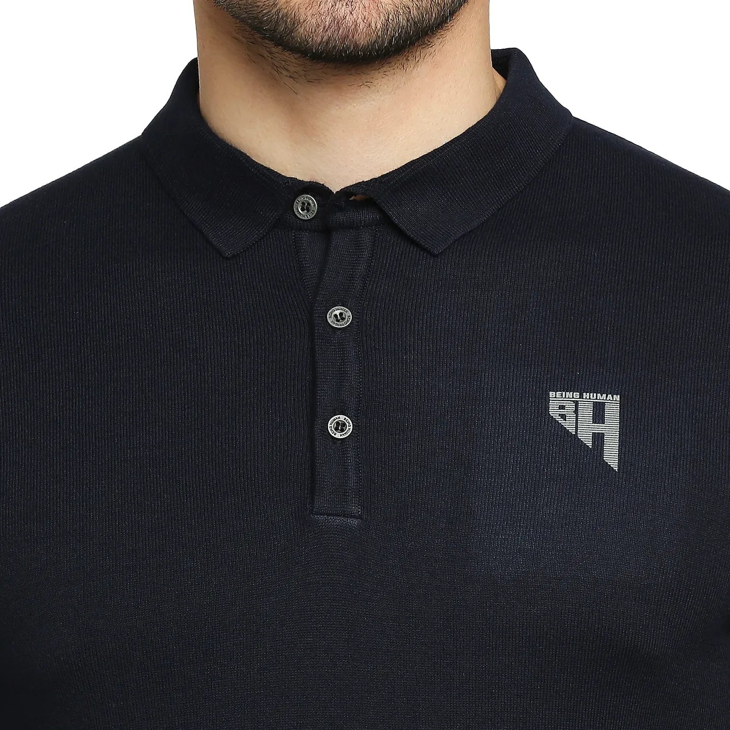 Regular Fit Dark Navy Polo T-shirt -Being Human clothing - Image 5