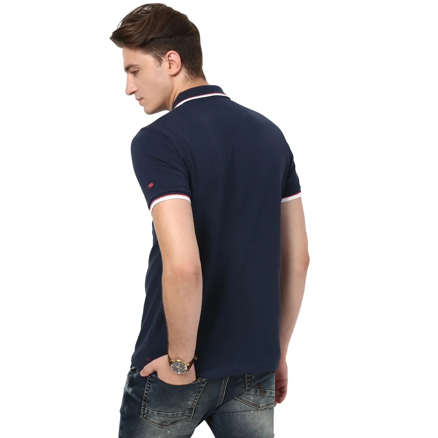 Blue Regular Fit Men's Polo T-Shirt by Being Human Clothing - Image 2