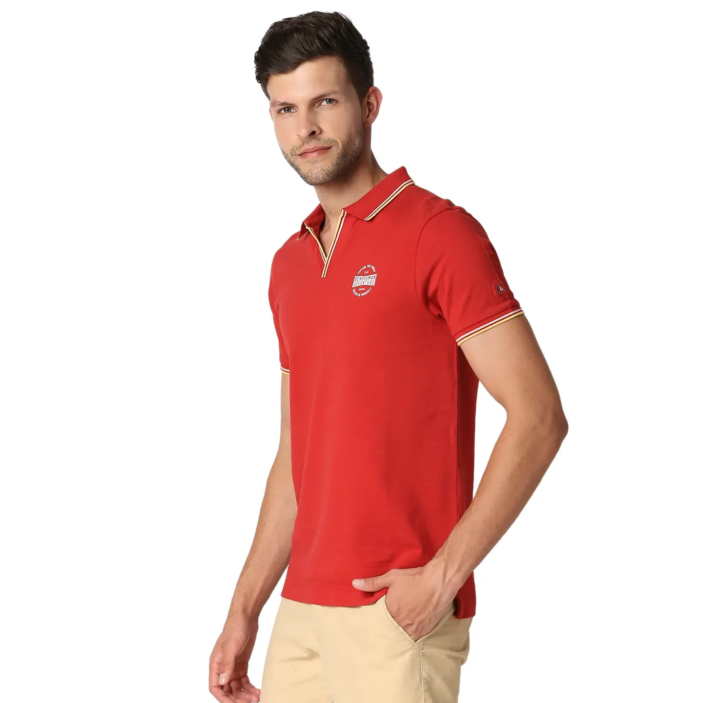 Dark Red Regular Fit Men's Polo T-Shirt by Being Human Clothing - Image 2